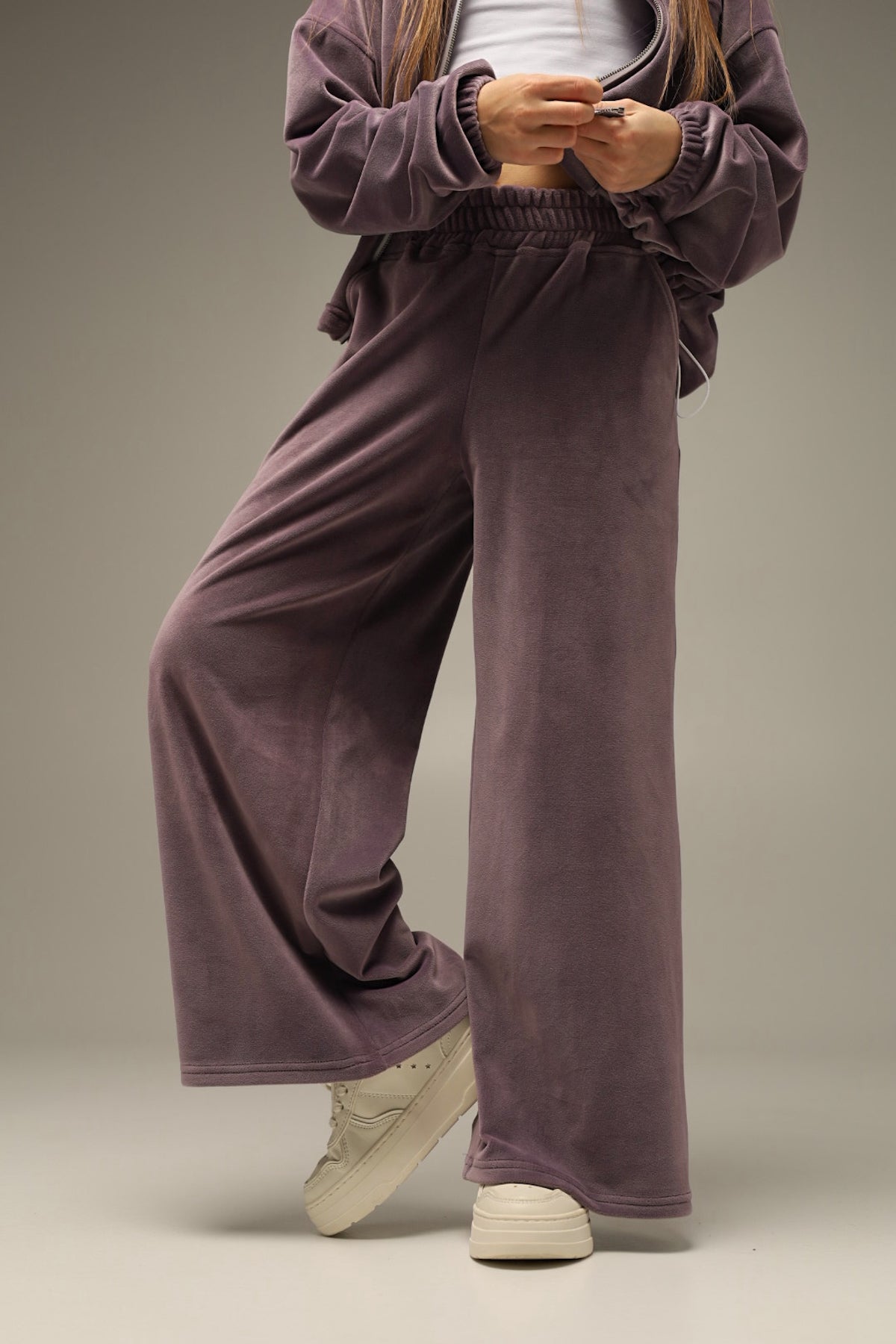 Dzwony Soft Velour Liliowy