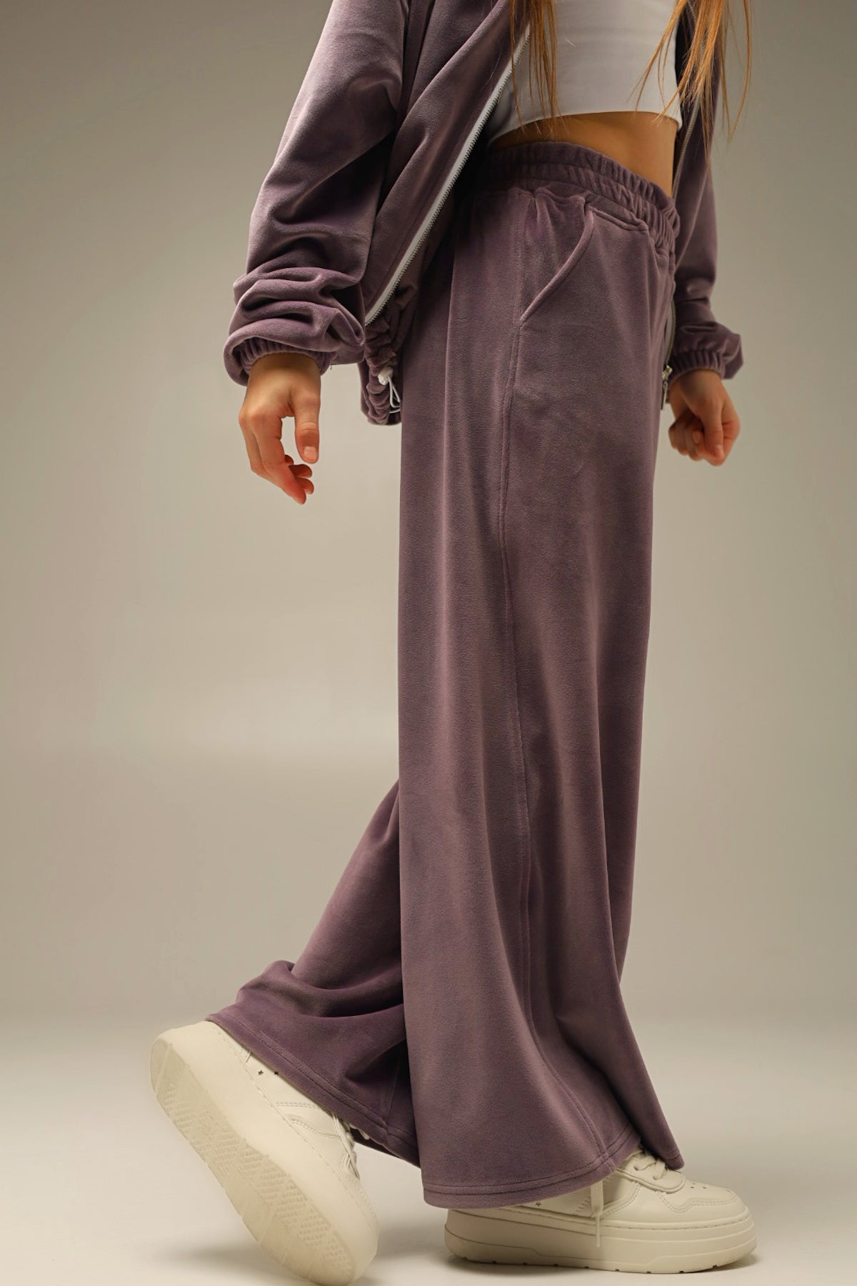 Dzwony Soft Velour Liliowy