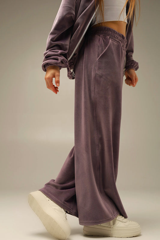 Dzwony Soft Velour Liliowy