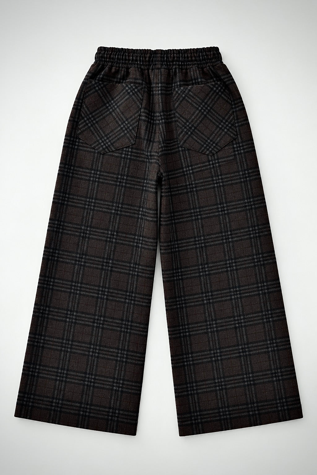 SPODNIE WIDE CHECK | DARK CHOCOLATE