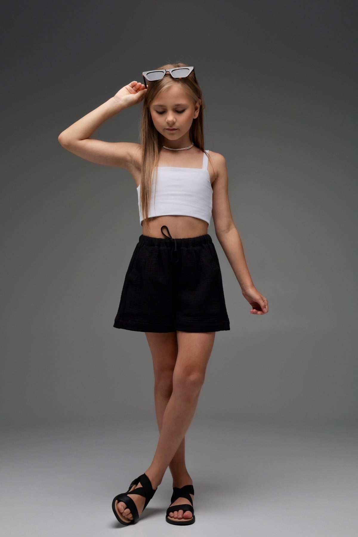 Szorty muślinowe MICHI (nocna czerń)