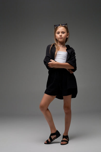 Czarna koszula MICHI (z muślinu)