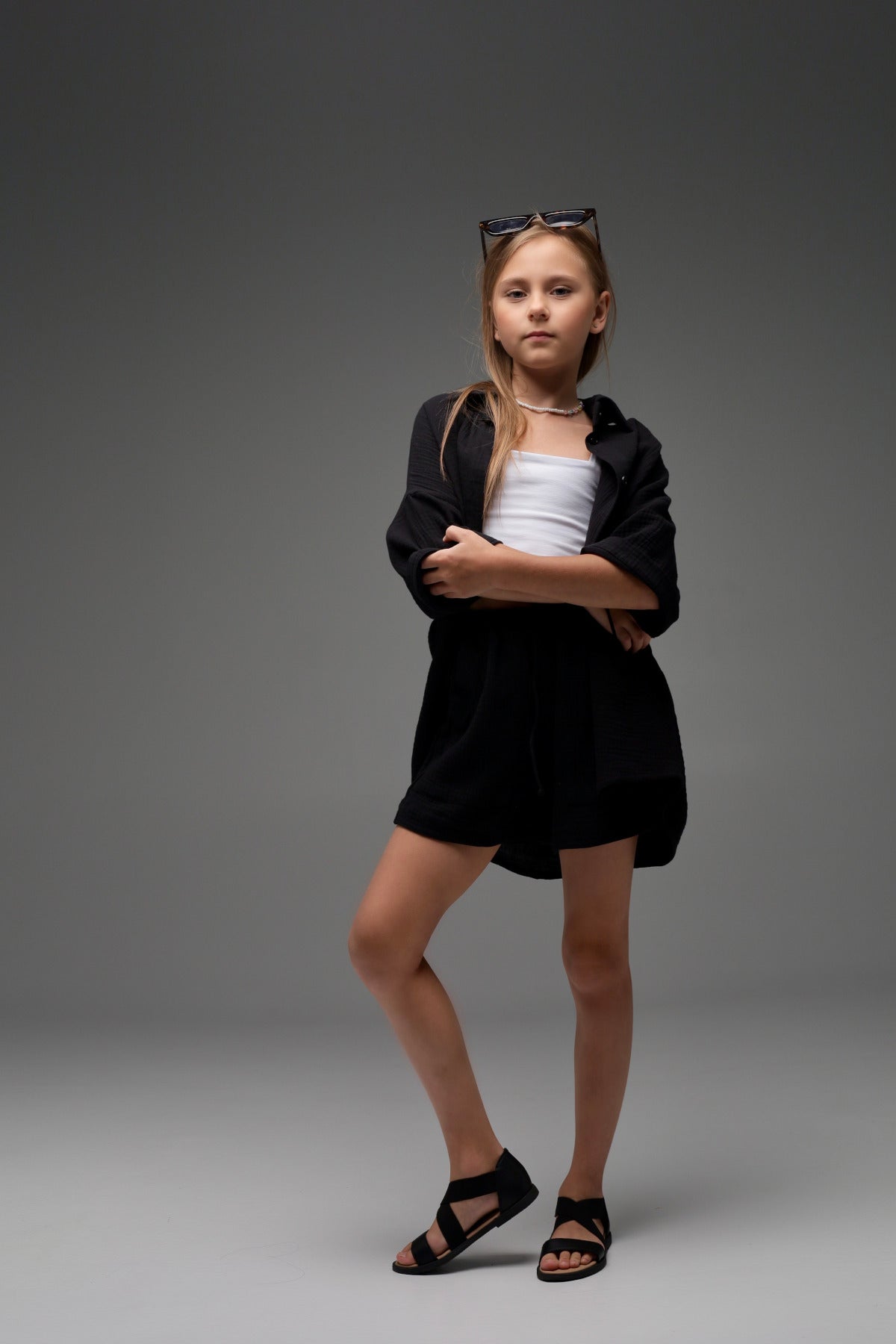 Szorty muślinowe MICHI (nocna czerń)