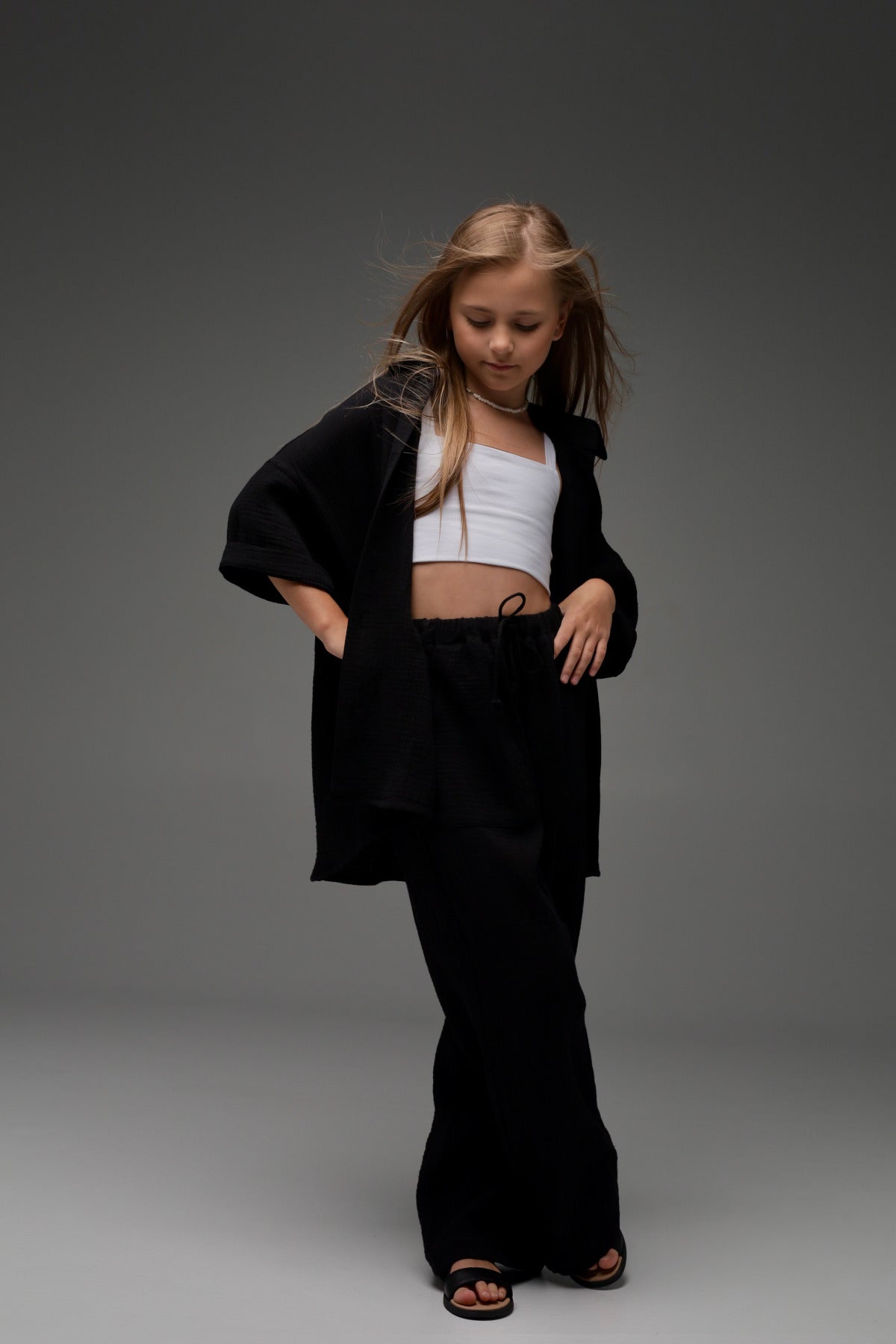 Czarna koszula MICHI (z muślinu)