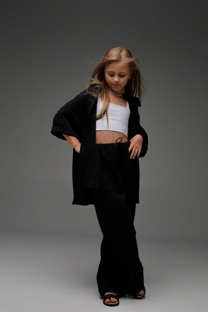 Czarna koszula MICHI (z muślinu)