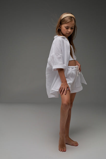 Biała koszula MICHI (z muślinu)