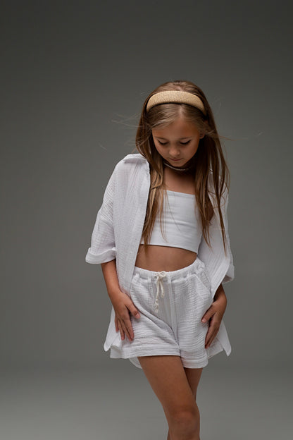 Biała koszula MICHI (z muślinu)