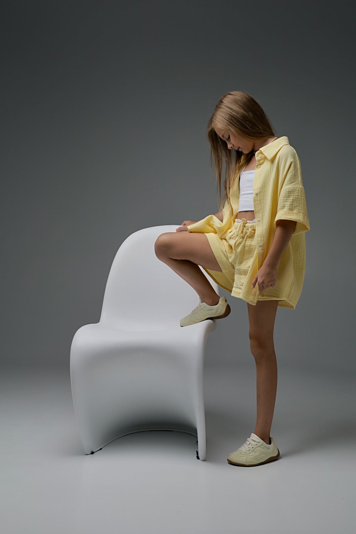 Szorty muślinowe MICHІ (bananowy krem)