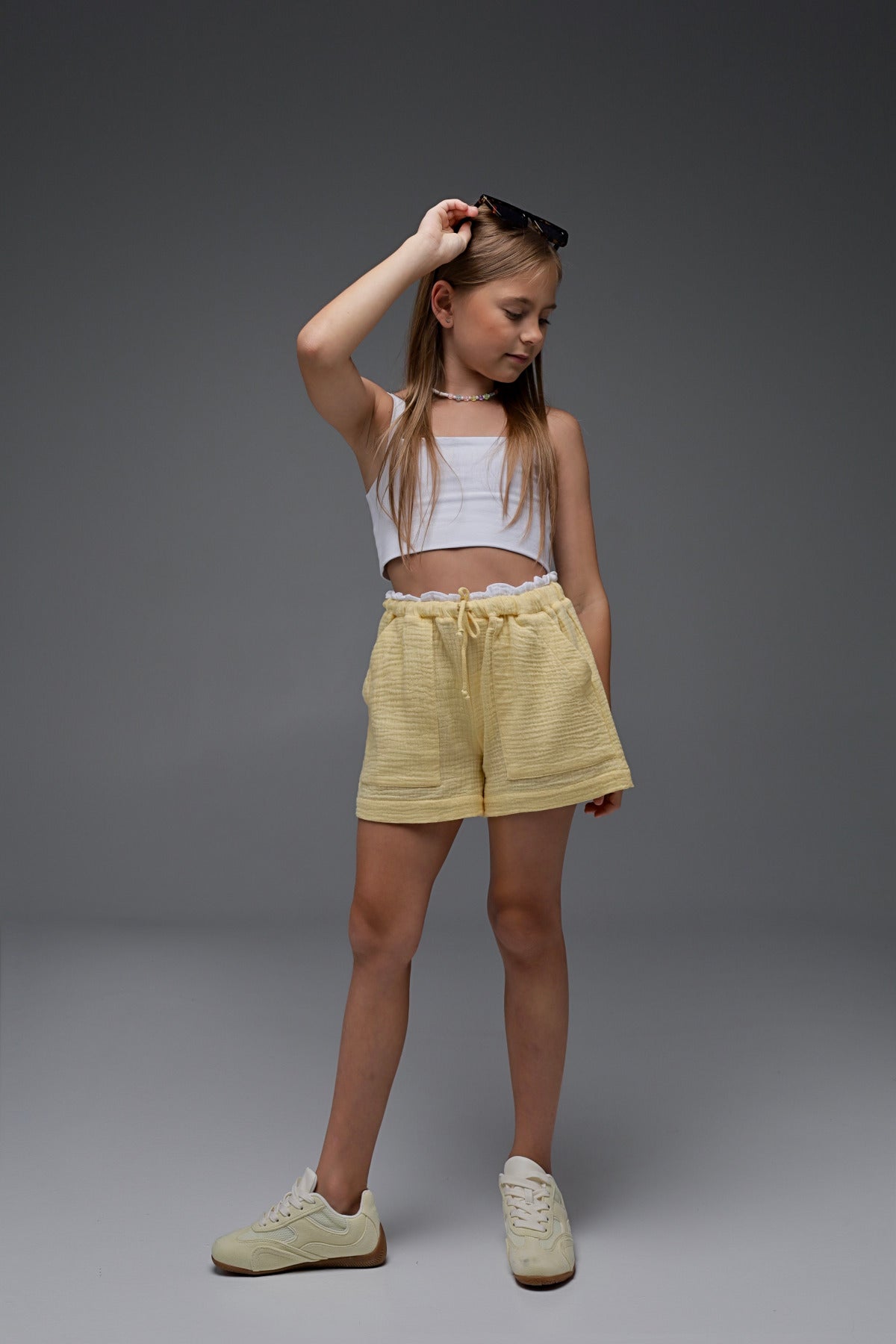 Szorty muślinowe MICHІ (bananowy krem)