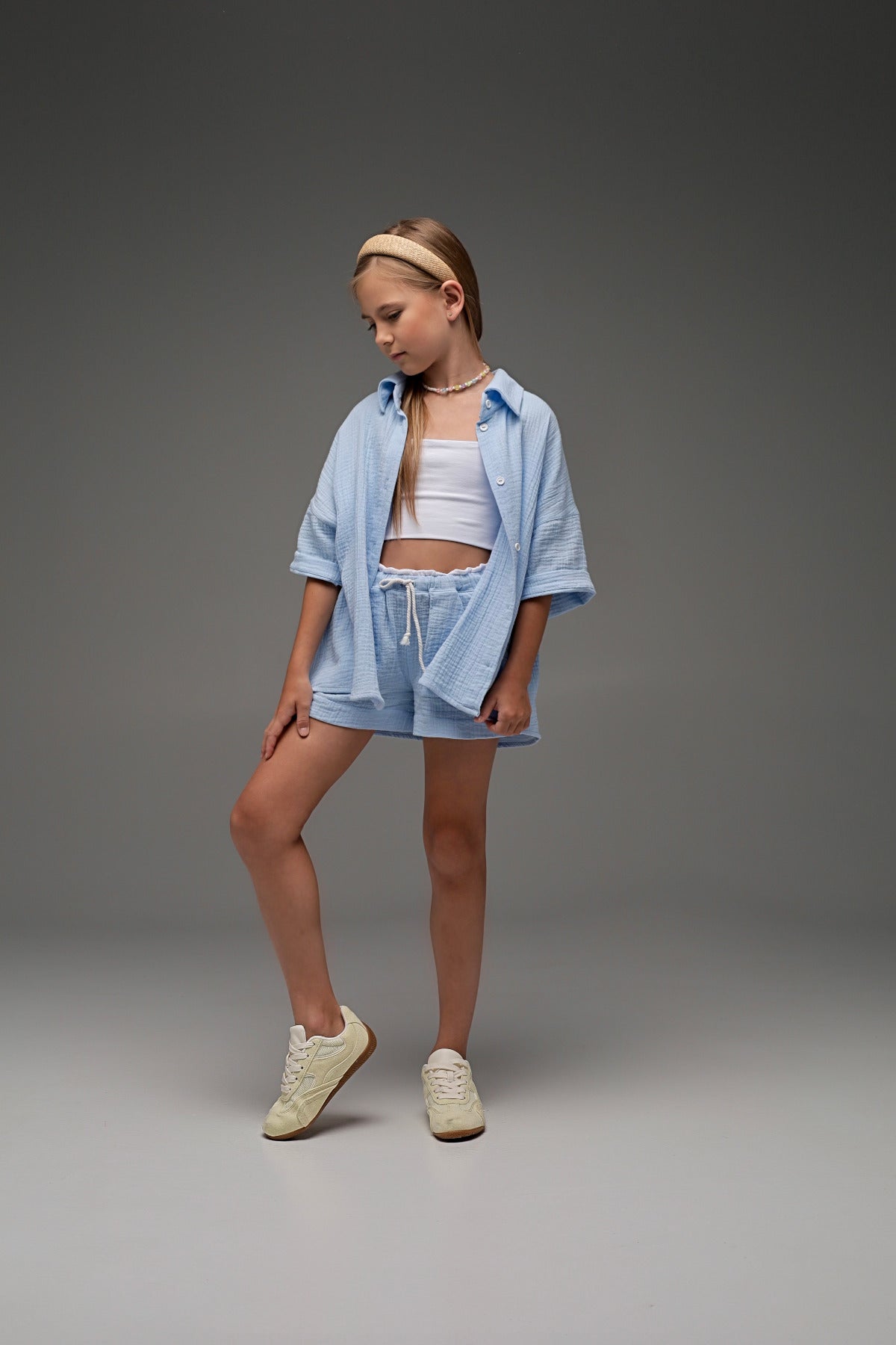 Błękitna koszula MICHI (z muślinu)