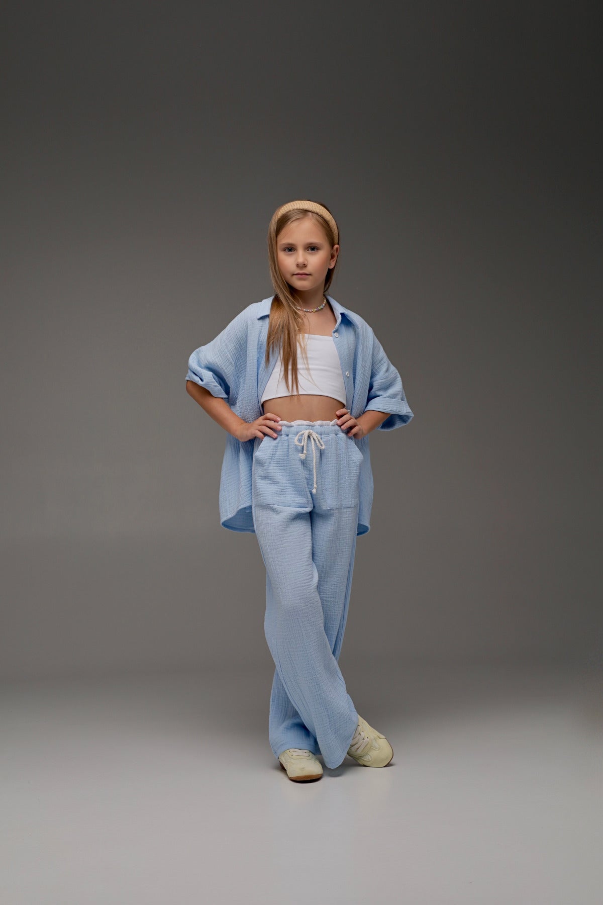 Błękitna koszula MICHI (z muślinu)