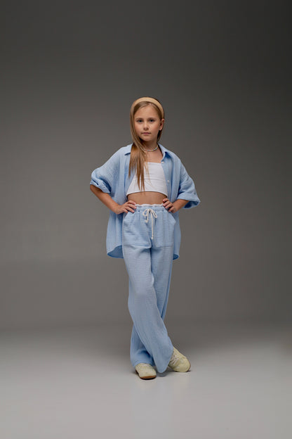 Błękitna koszula MICHI (z muślinu)