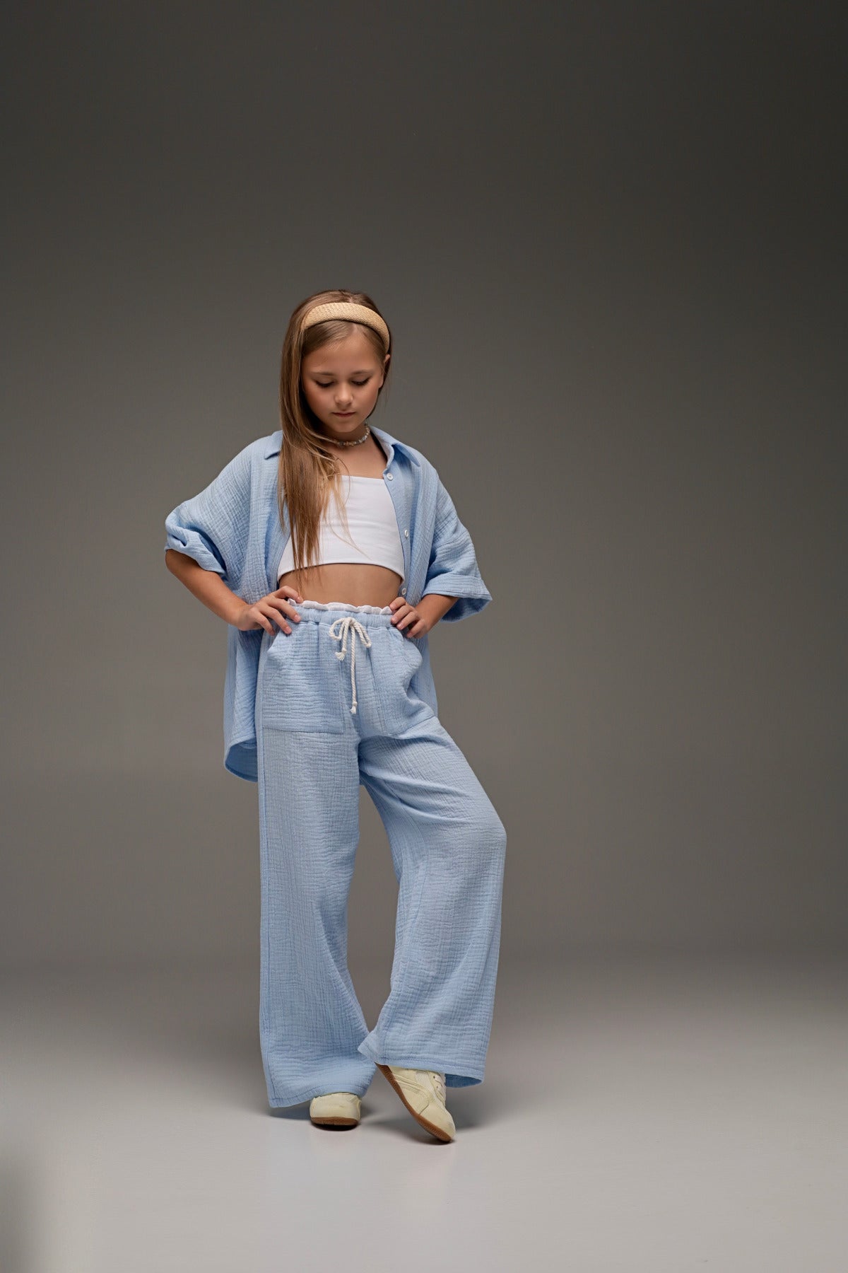 Błękitna koszula MICHI (z muślinu)