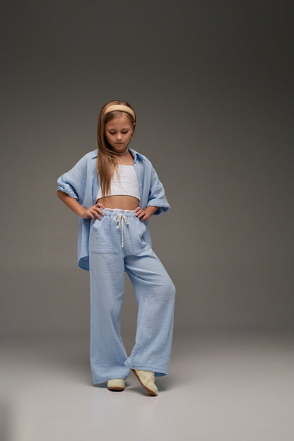 Błękitna koszula MICHI (z muślinu)