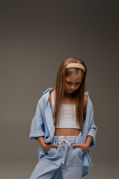 Błękitna koszula MICHI (z muślinu)